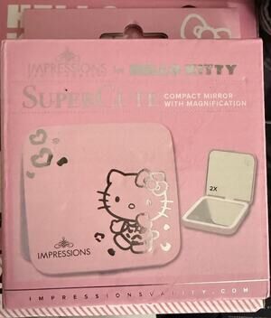 Impressions Vanity Hello Kitty SuperCute Pink Compact Mirror with Magnification